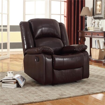 Nathaniel Home Samantha Bonded Leather Glider Recliner; Brown Color 73012BD-96BR